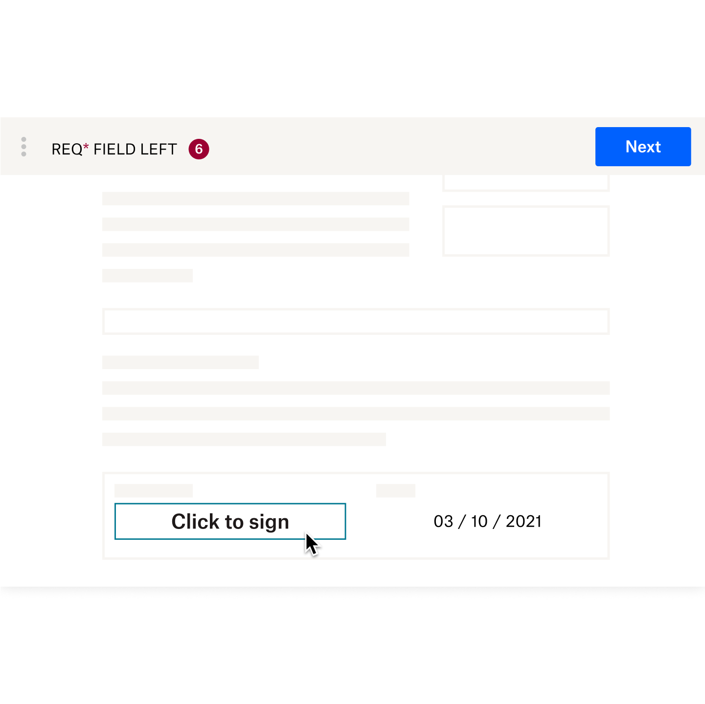 Illustration of signature box functionality on an online contract