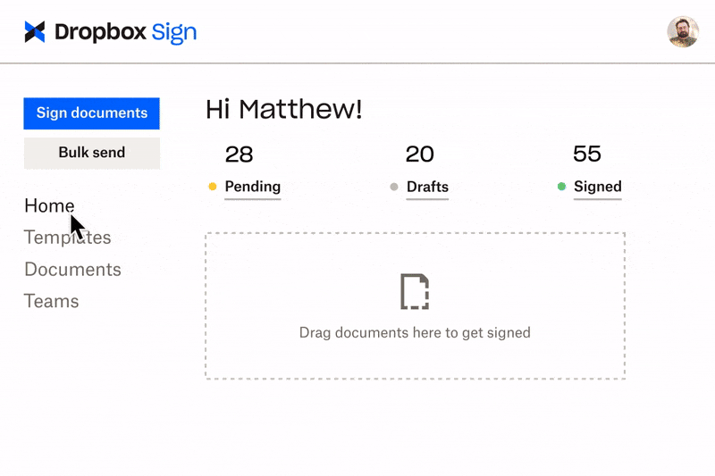 A product visual of a template being built in HelloSign. Both the signature and name fields have been added.